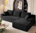 Cloud Sectional Boneless Couches for Living Room, Modular L Shaped Couch with Deep Seat Oversized Right Facing Chaise, Memory Foam Compressed Spineless 3 Seater Sofa for Apartment, Black