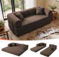 79" Memory Foam Sofa Bed, Convertible Futon Boneless Couch for Living Room | Corduroy Loveseat Sleeper, Modular Floor Futon with 2 Pillows, 26" Deep Seat, No Assembland and Removable Washable Covers